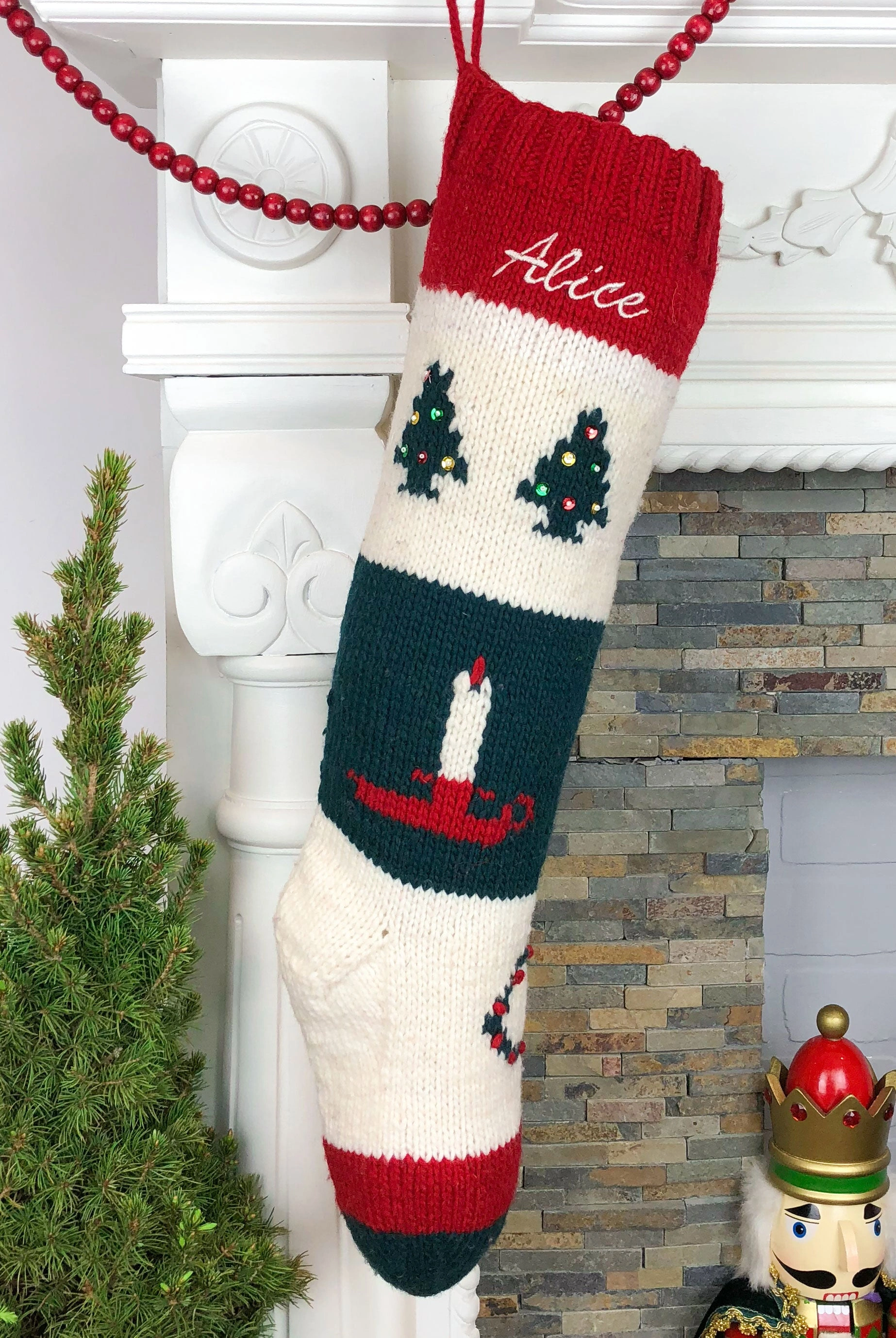 Cozy Knitted Christmas Stocking: Personalized & Handmade Festive Cheer!